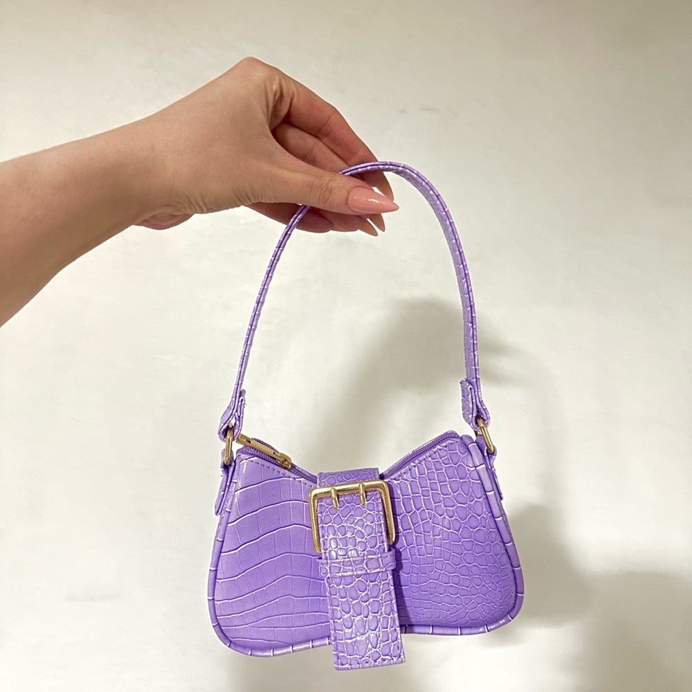 Purple Croc-Embossed Women's Mini Bag